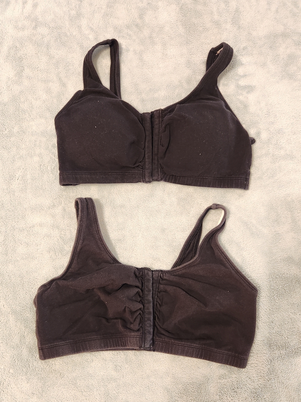 Fruit of the Loom Front Closure Cotton Bralette Sports Bra Lot of 2 Black 38